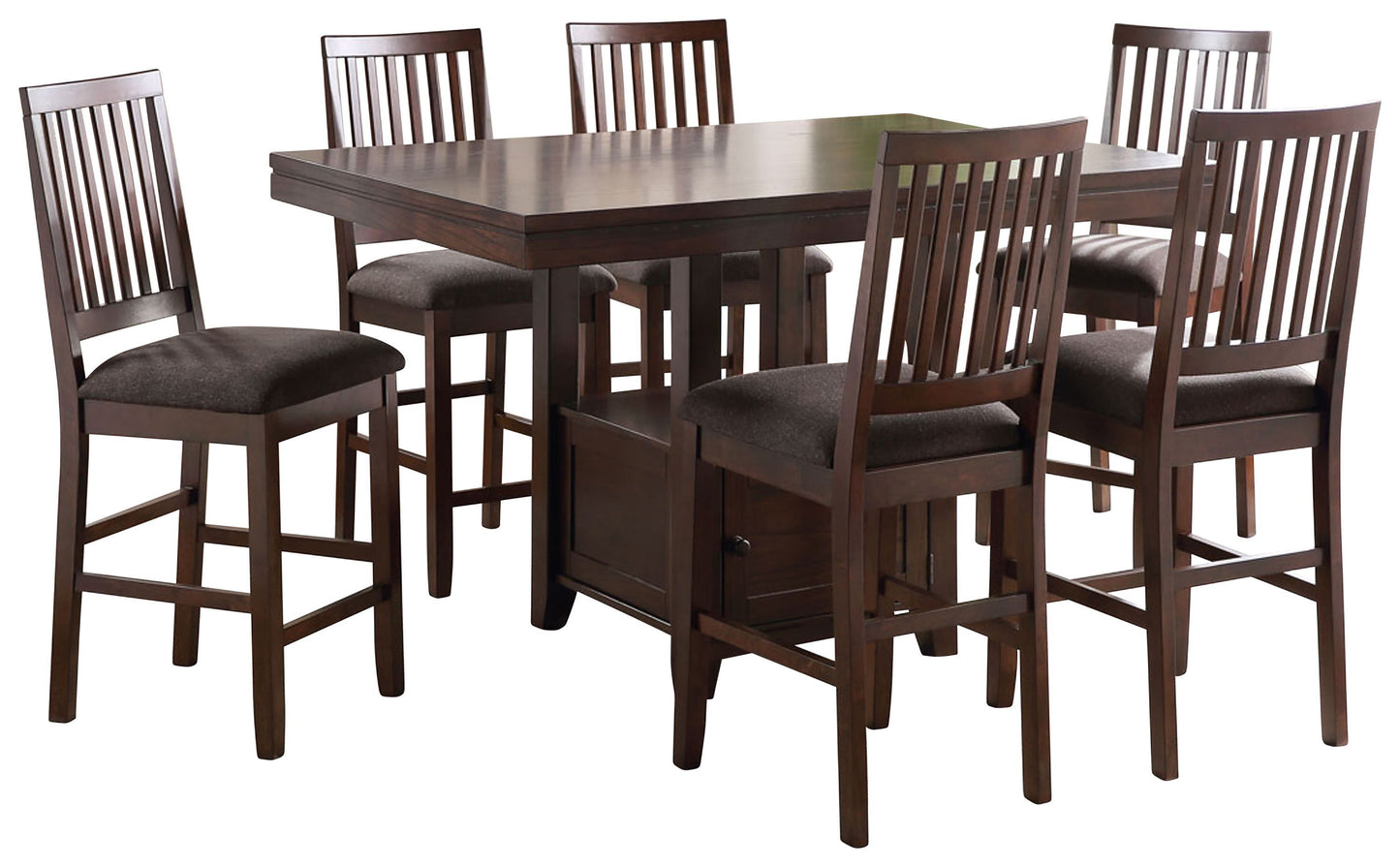 Yorktown - 7 Piece Counter Storage Dining Set - Dark Brown