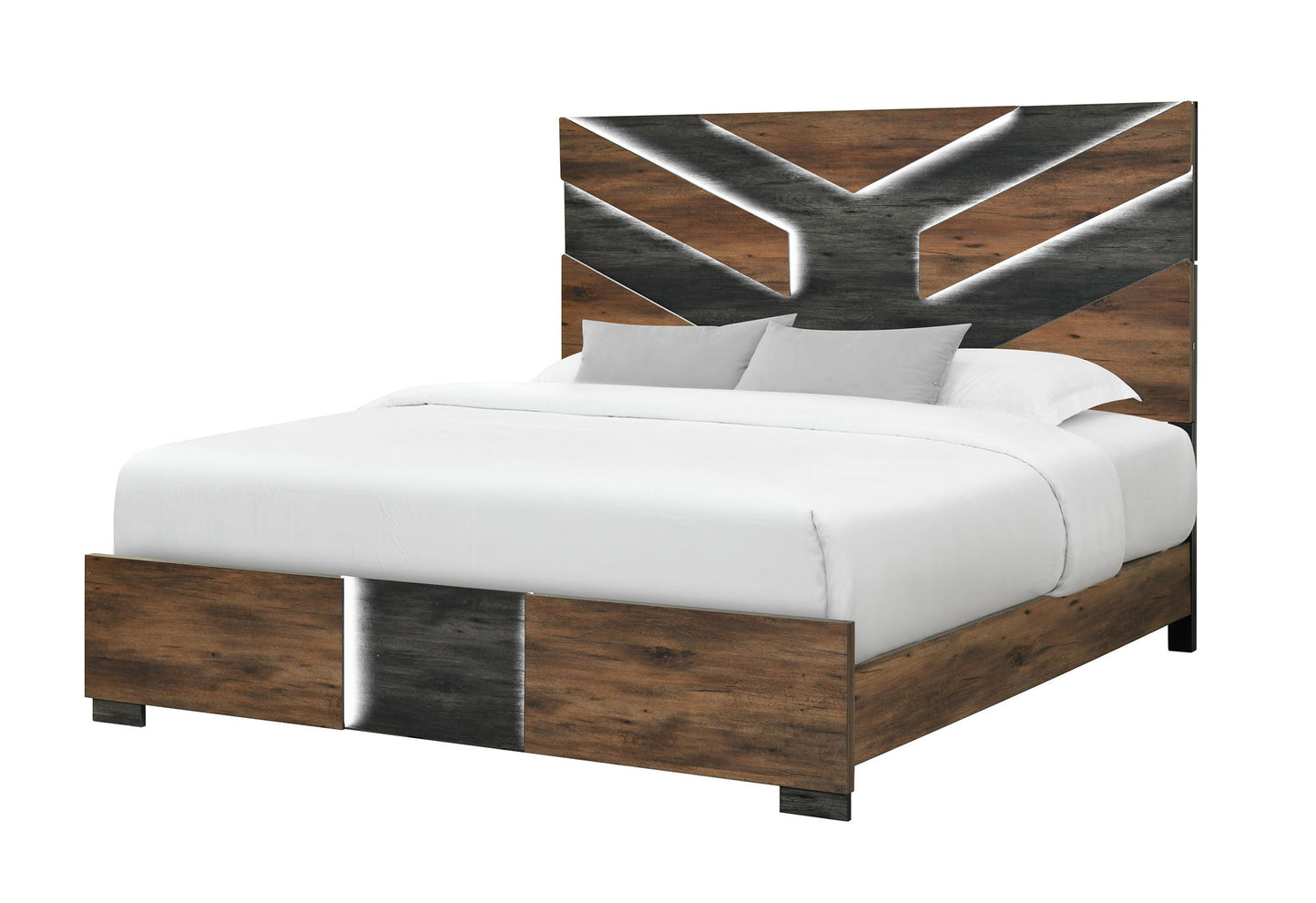 Optimus - King Bed Headboard / Footboard With LED - Black / Brown