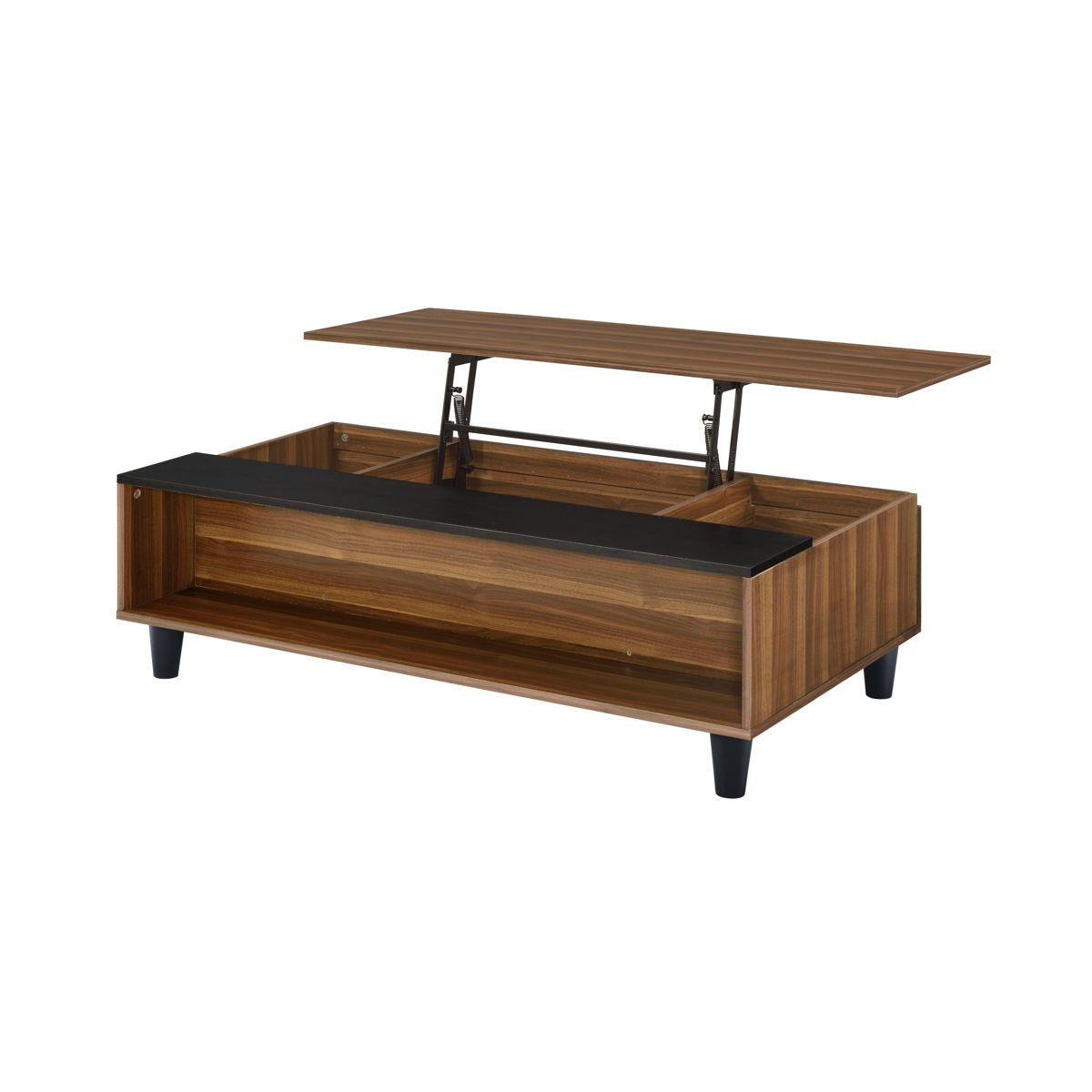 Avala - Coffee Table With Lift Top - Walnut / Black