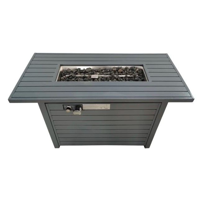 Outdoor Fire Pit Table With Lid Durable Construction - Gray