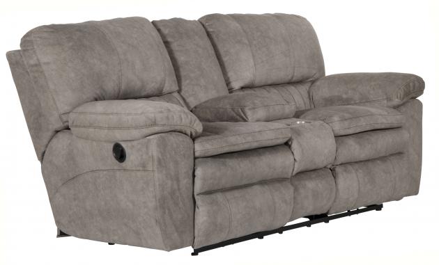 Catnapper Reyes Lay Flat Reclining Console Loveseat w/Storage & Cupholders in Graphite