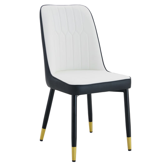 Modern 2 Tone Dining Chairs With Gold Decorated Legs (Set of 2) - White / Black