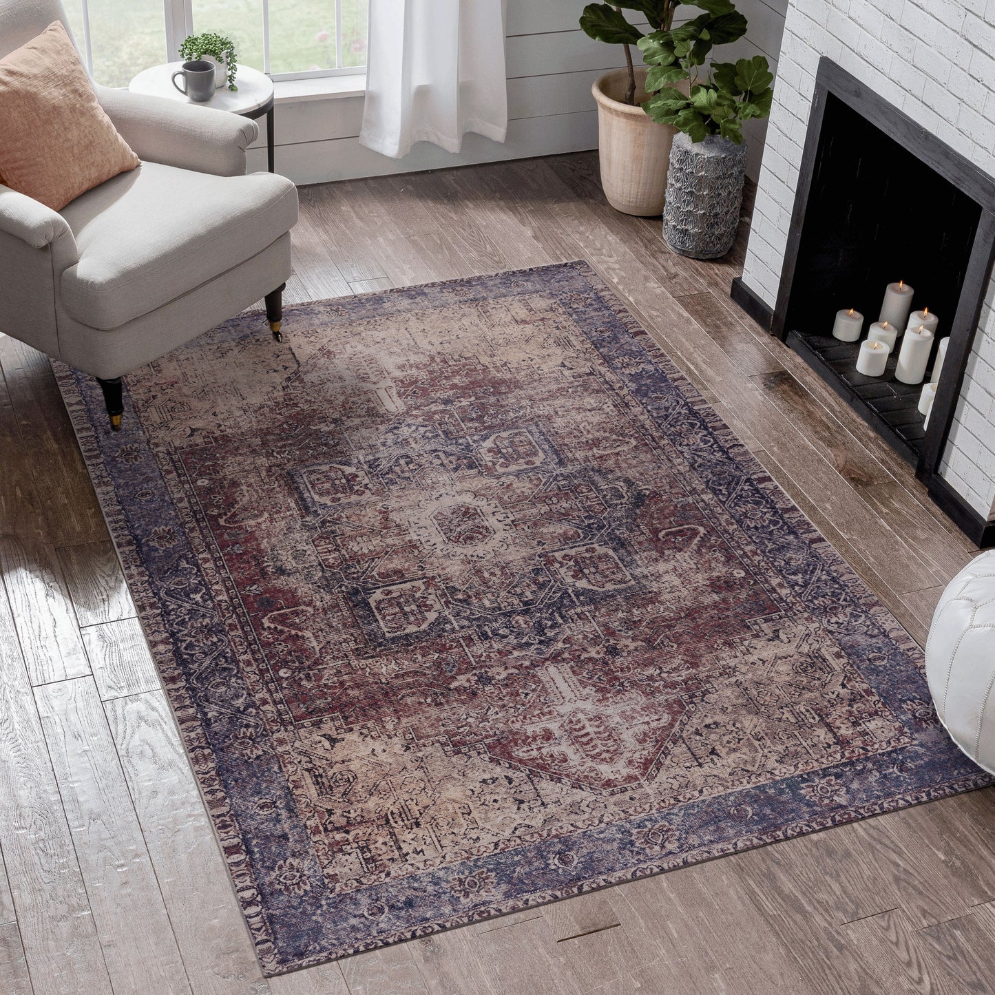 Area Rugs Washable Rug, Low-Pile, Non-Slip, Non-Shedding, Foldable, Kid & Pet Friendly Area Rugs