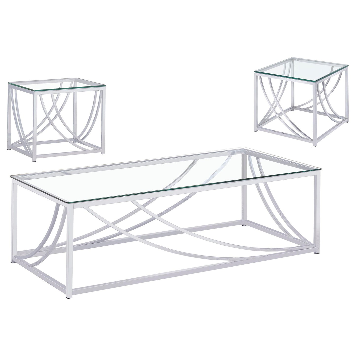 Kempton - 3 Piece Coffee And End Table Set - Chrome