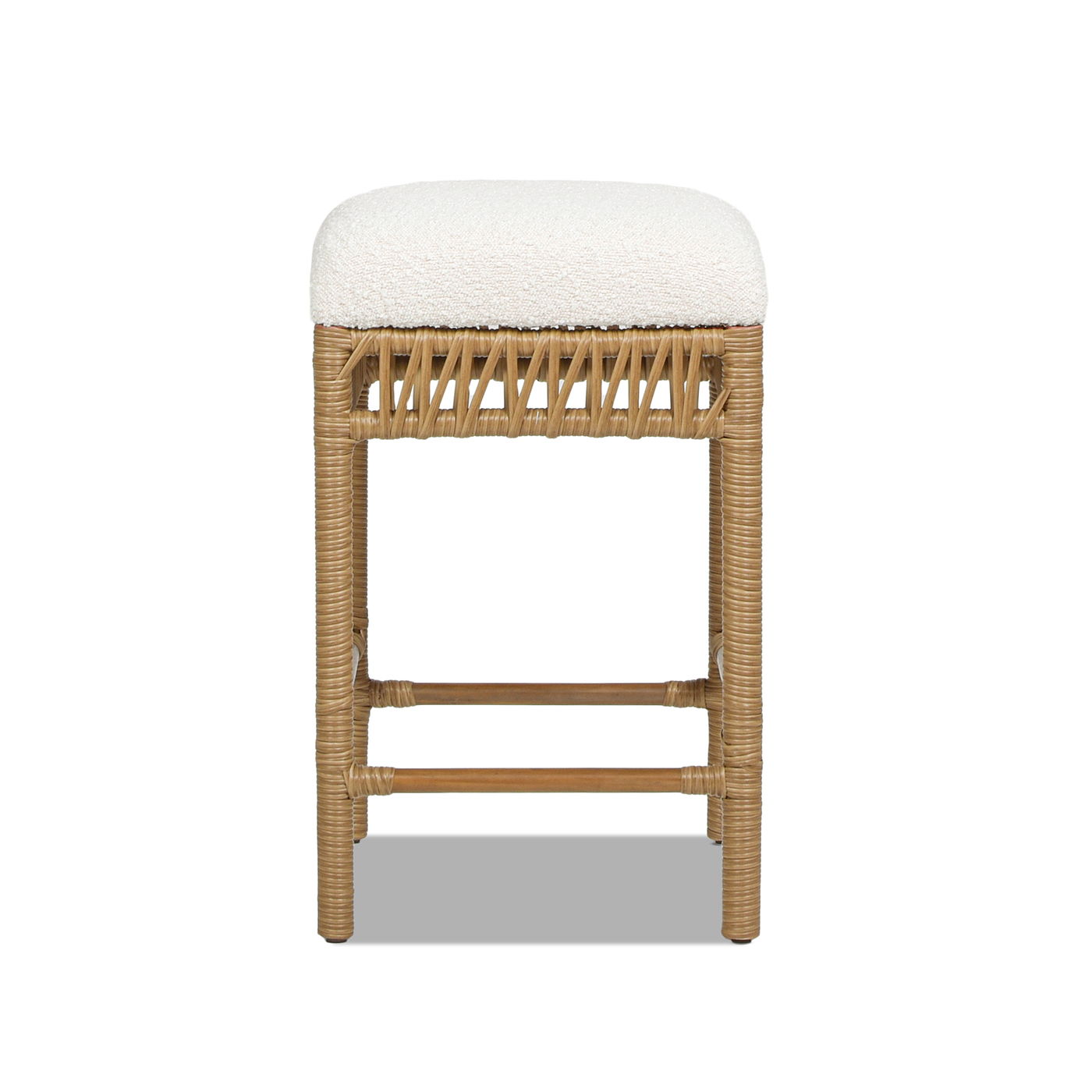 Lucia - Backless Upholstered Counter Stool With Frame - Ivory White