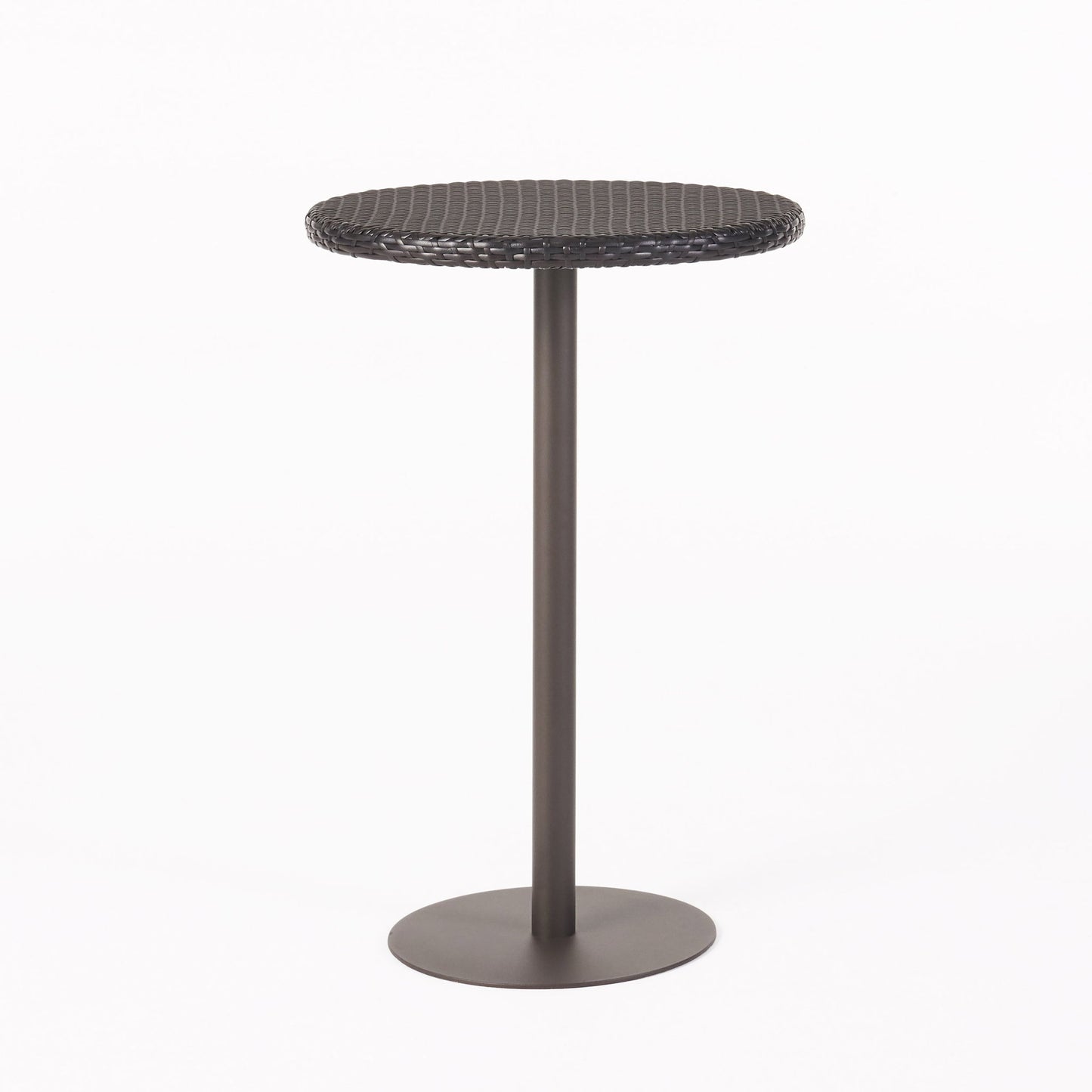 Outdoor Round Rattan Bar Table With Iron Frame - Multi Brown