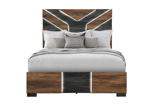 Optimus - Full Bed Headboard / Footboard With LED - Black / Brown