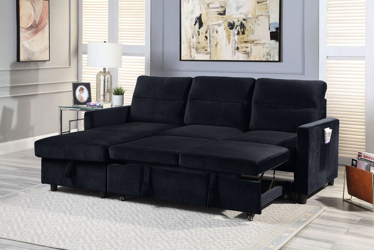 Ivy - Reversible Sleeper Sectional Sofa With Storage Chaise And Side Pocket