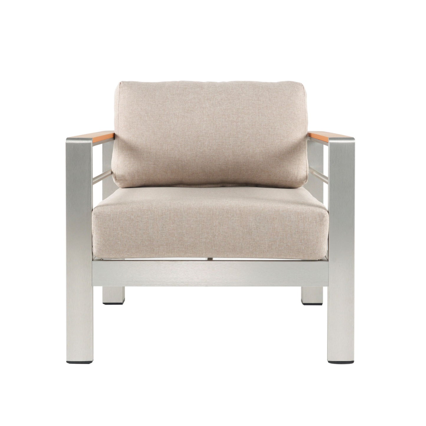 Cora - Outdoor Aluminum Club Chair - Silver / Beige