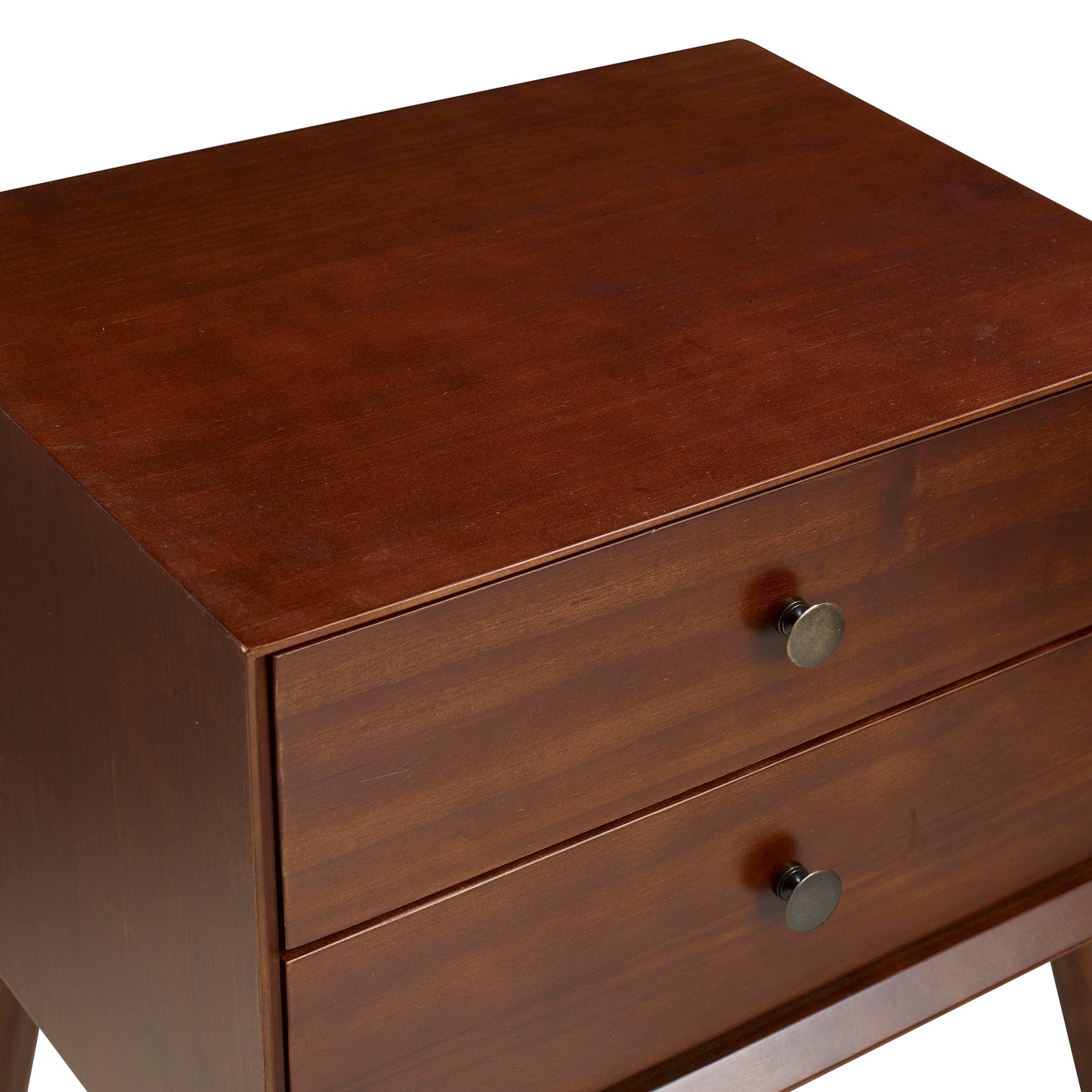 Mid-Century Modern Double Drawer Nightstand - Walnut