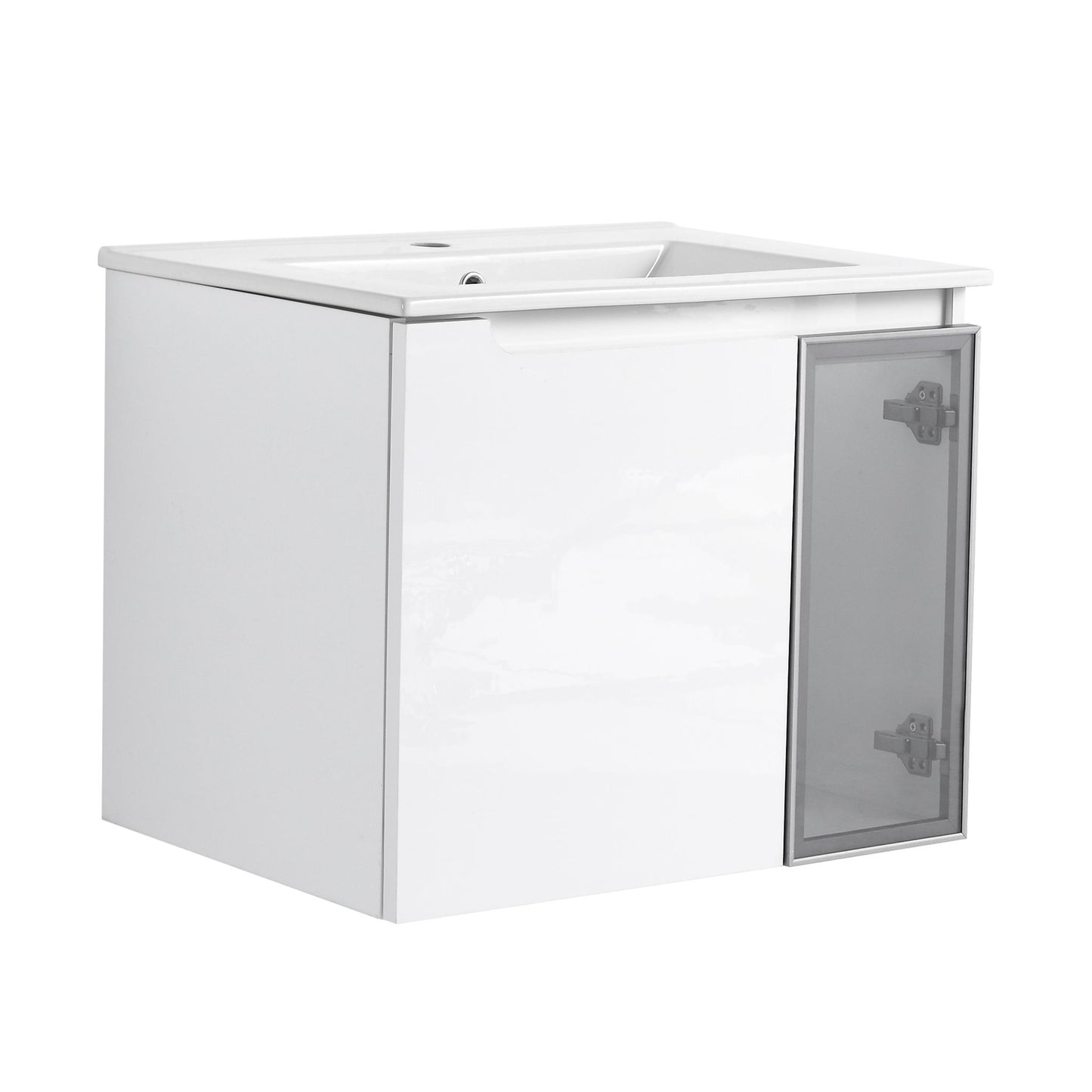 Wall Mounted Bathroom Vanity With Sink, 2 Soft Close Doors, Cabinet & Half Door