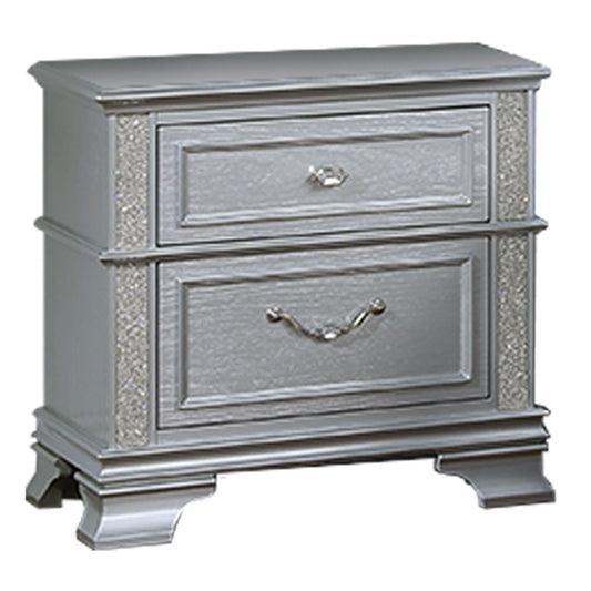 2 Drawers Nightstand With Front Decorative Knobs - Gray