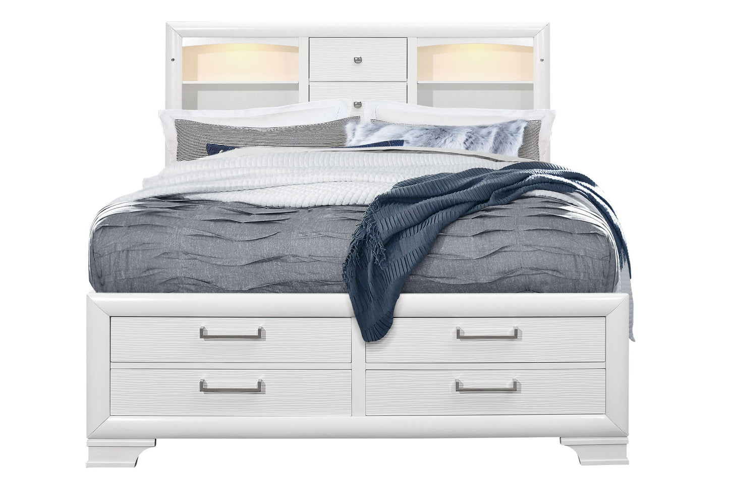Jordyn - Queen Bed Footboard With Storage, Frame And Slats - White