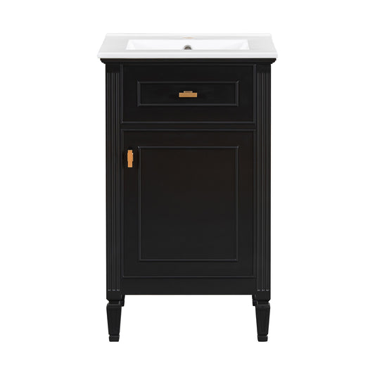 Bathroom Vanity With Sink, Adjustable Shelf, Tilt-Out Drawer