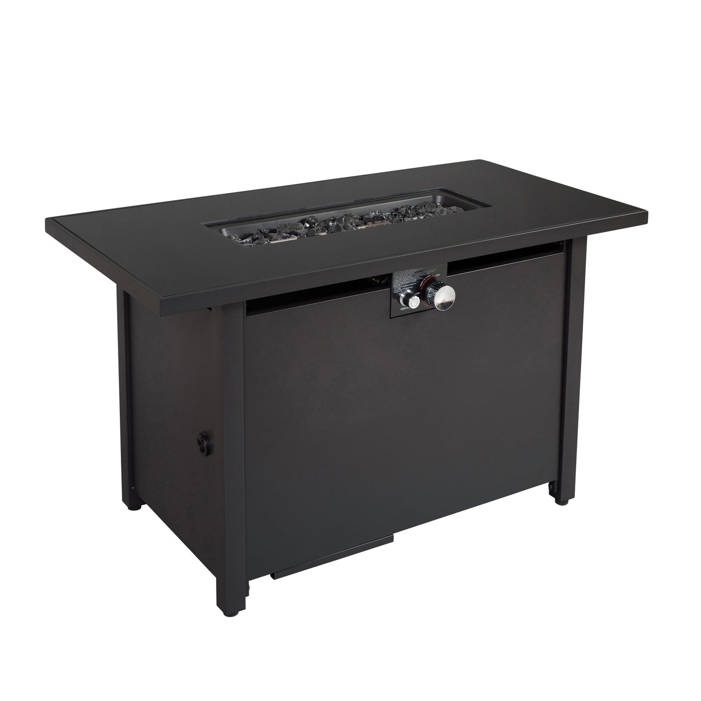 Outdoor Fire Pit Table With Lid - Black