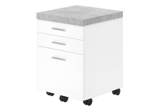 File Cabinet, Rolling Mobile, Storage Drawers, Printer Stand, Office, Cement Contemporary & Modern - White