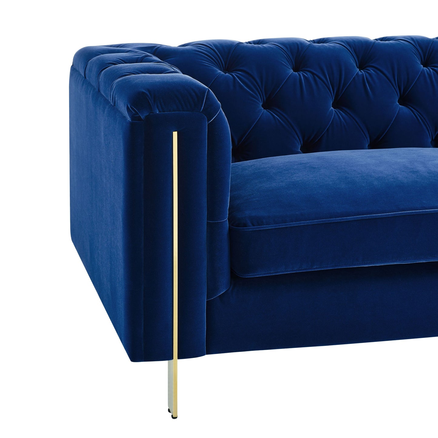 Charlene - Velvet Button Tufted Sofa - Blue