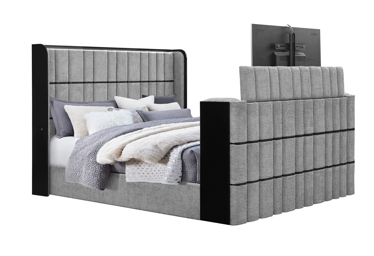 Isabella - King Bed Side Rails And Slats - Gray