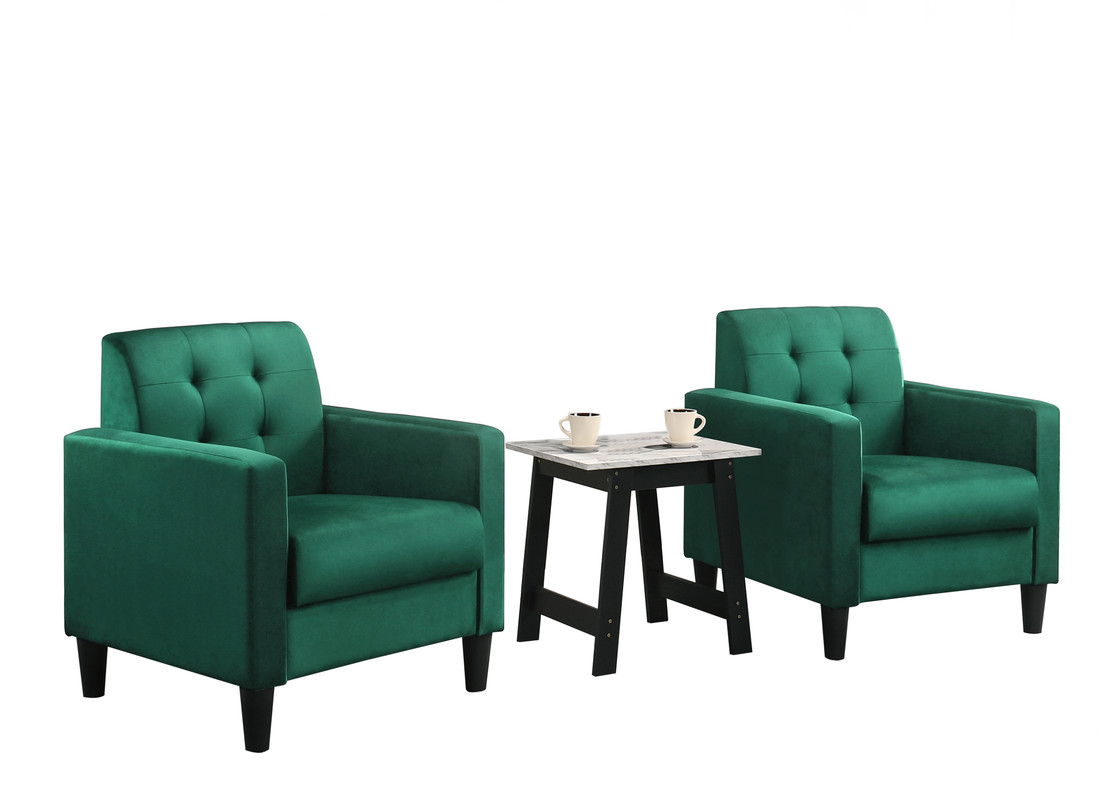 Hale - Velvet Armchairs And End Table Living Room (Set of 3)