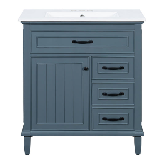 Bathroom Vanity With Sink Top, Flip Drawers, Adjustable Shelf