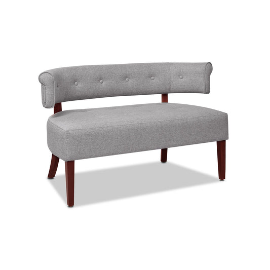 Jared - Roll Arm Tufted Bench Settee - Light Gray