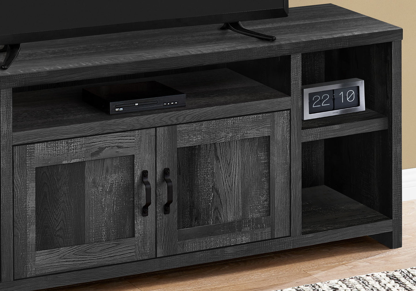 TV Stand, Console, Media Entertainment Center, Storage Cabinet, Transitional - Black