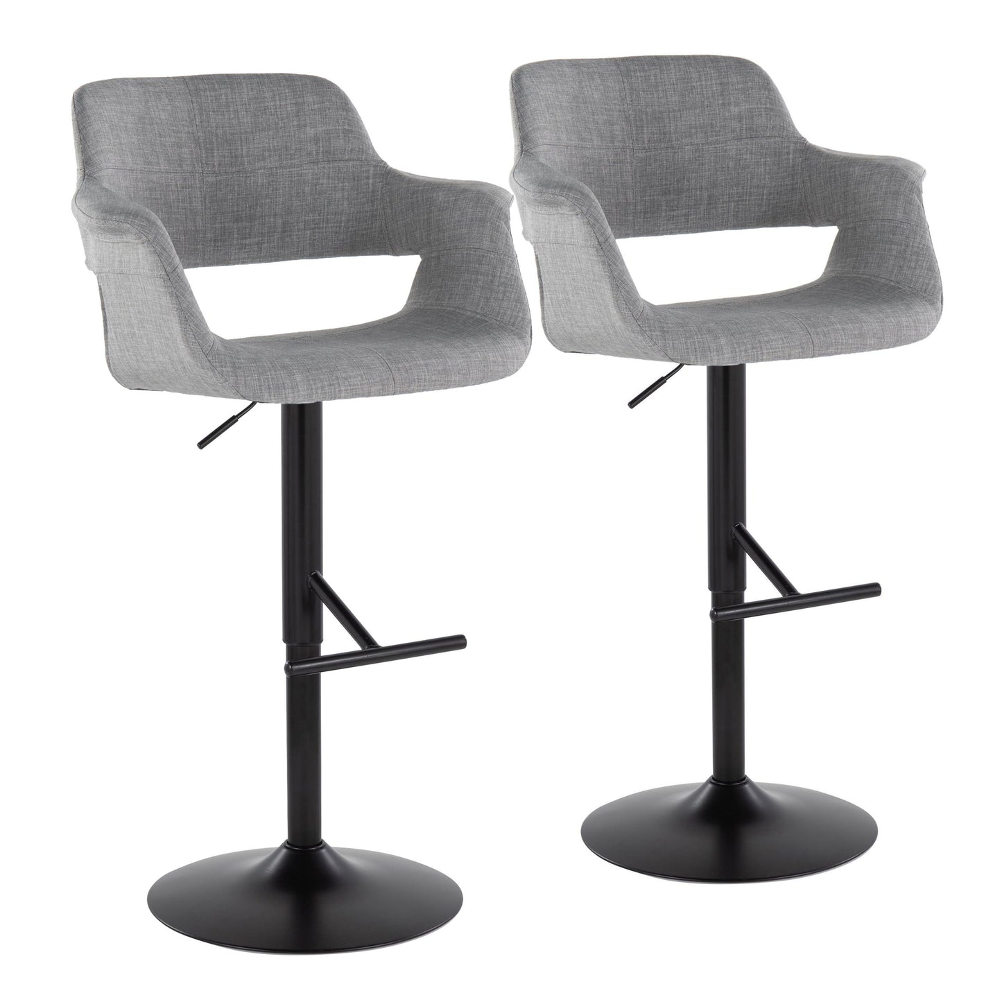 Vintage Flair - Mid Century Modern Adjustable Barstool With Straight T Footrest (Set of 2)