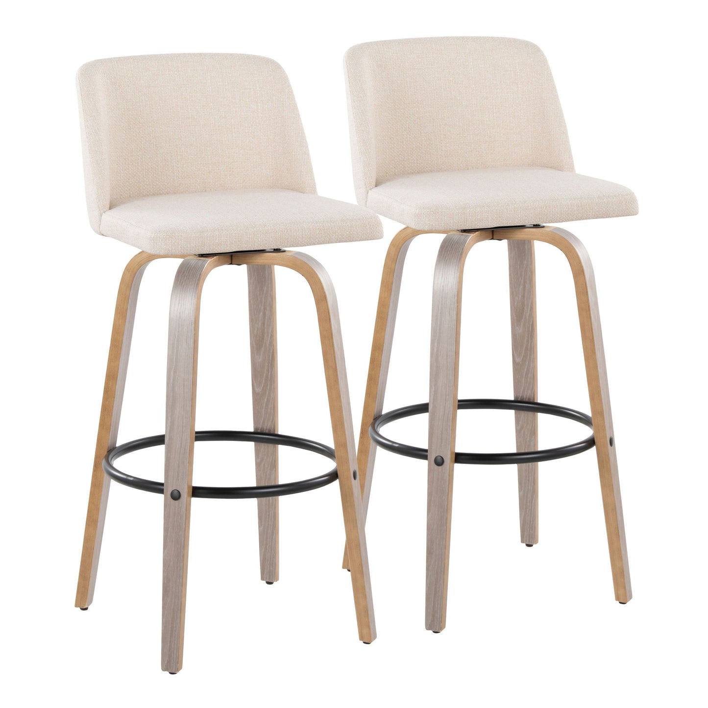 Toriano - Contemporary Fixed Height Barstool With Swivel With Round Footrest Comfort And Style (Set of 2)