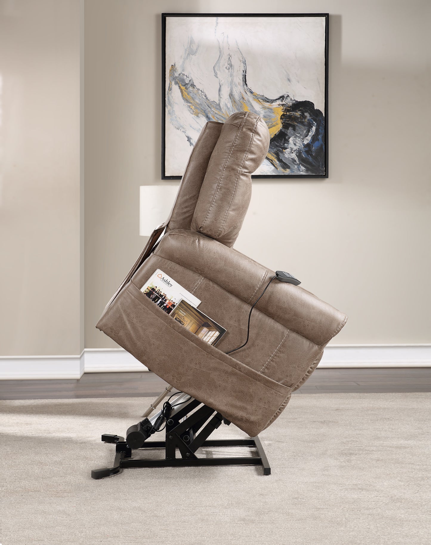 Steve Silver Classic Rolled Arm Power Lift-Chair Recliner - Heat, Adjustable Massage - Plush Seating, High-Grade Polyester Fabric