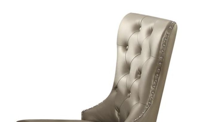 Kacela - Synthetic Leather Side Chair (Set of 2) - Champagne