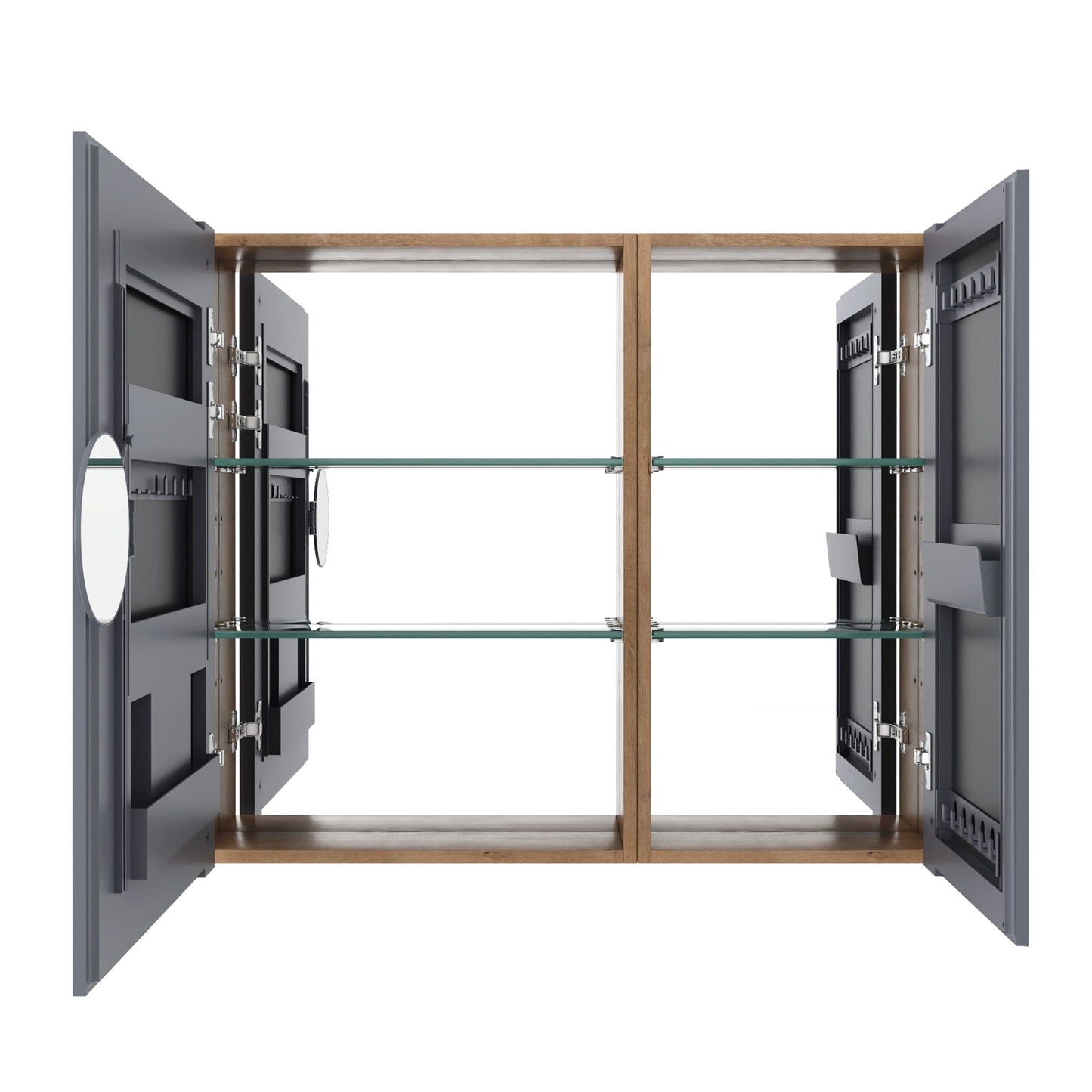 33.56" Wall Mounted Bathroom Cabinet With Adjustable Shelves - Imitative Oak