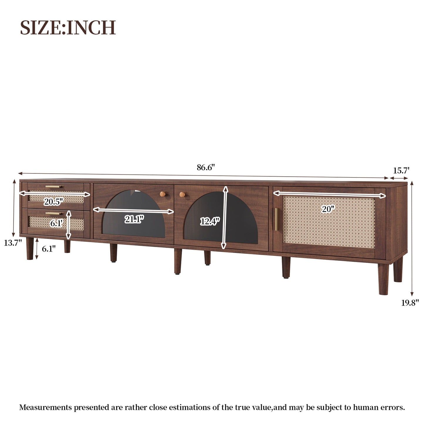 TV Stand With App-Controlled LED Lights, 2 Drawers & Door Storage