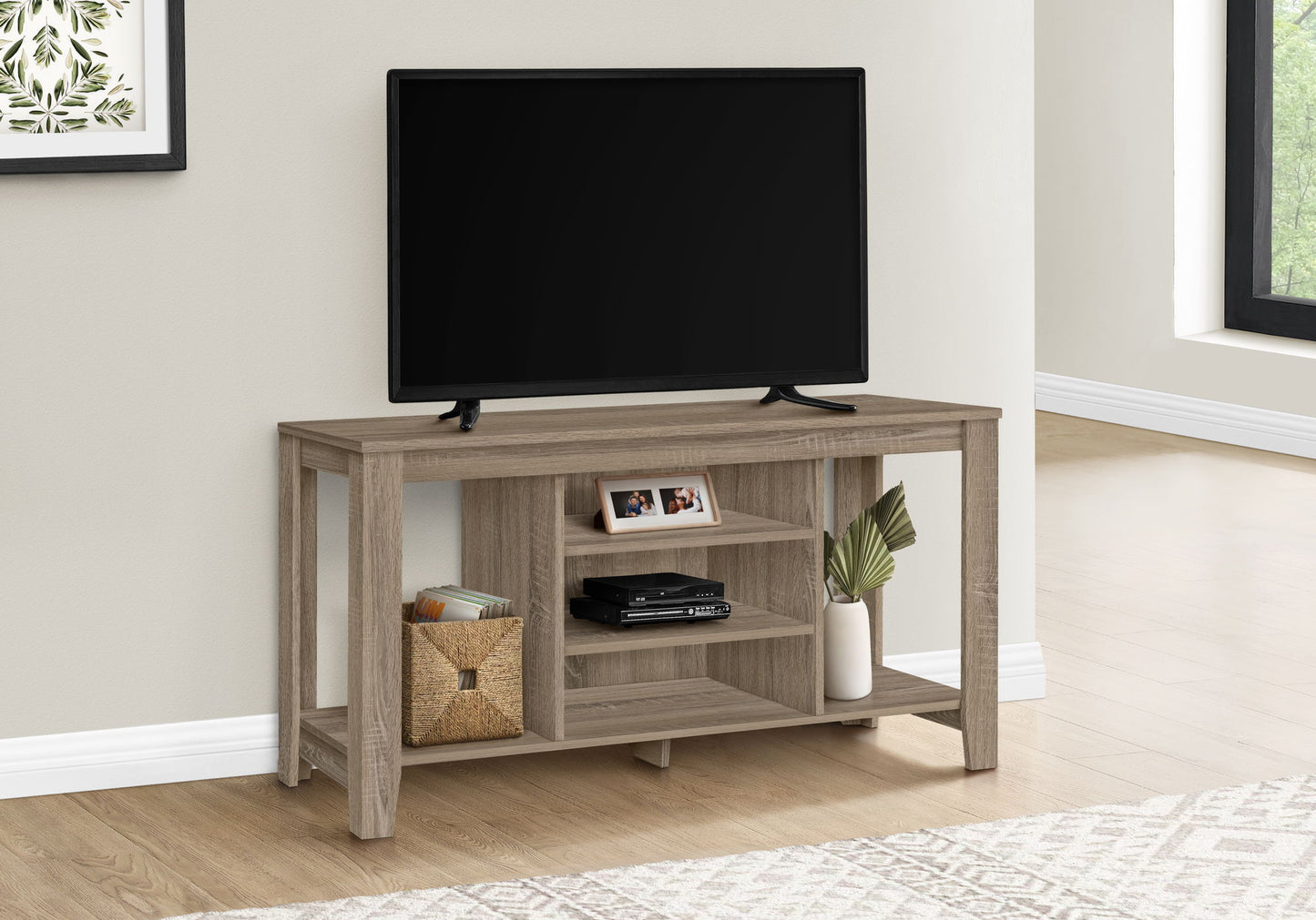 TV Stand, Console, Media Entertainment Center, Versatile Storage Shelves