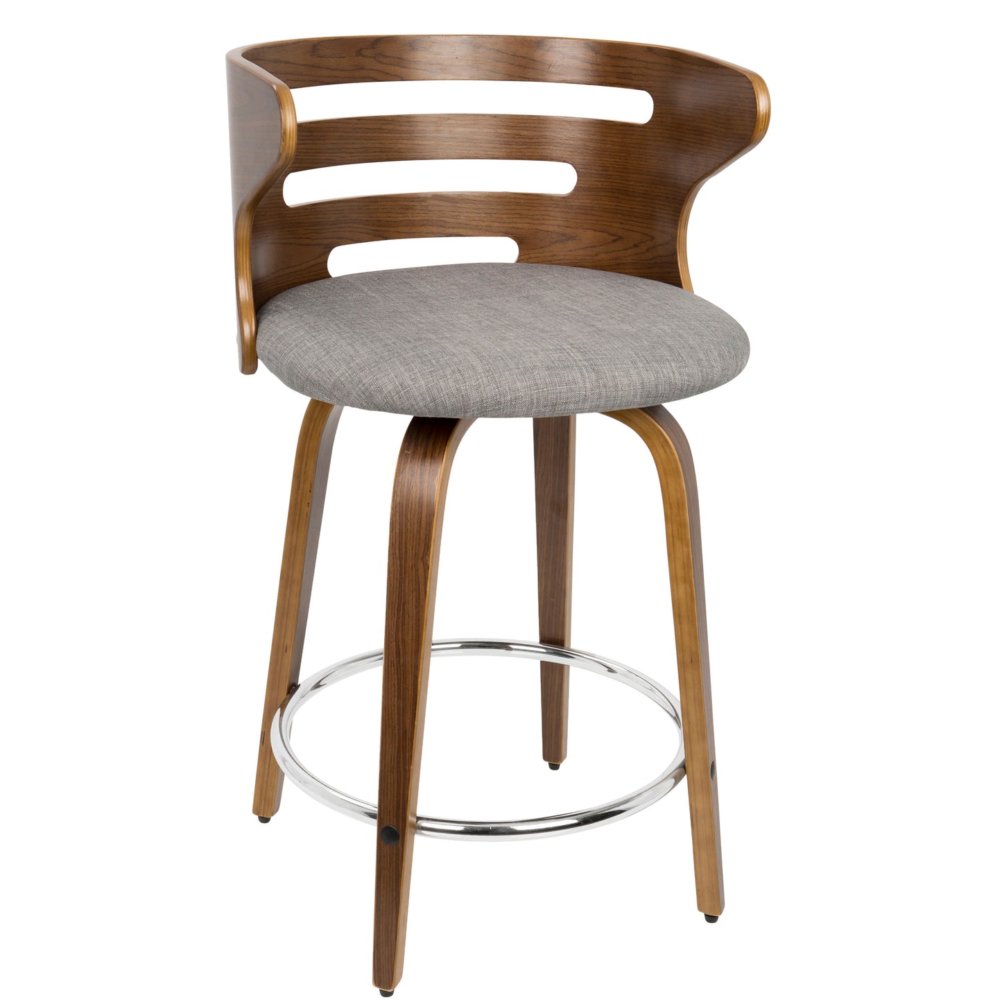 Cosini - Mid Century Modern Fixed Height Counter Stool With Footrest With Swivel (Set of 2)