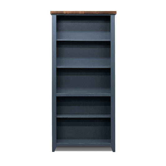 Nantucket - 5 Shelf Bookcase - Blue Denim, Whiskey