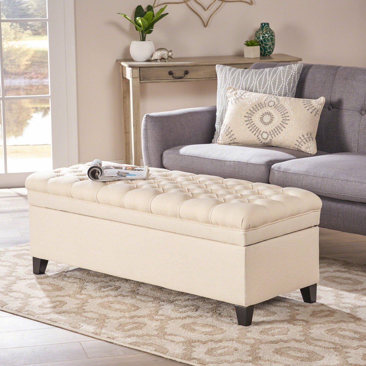 Juliana - Storage Ottoman With Birch Legs