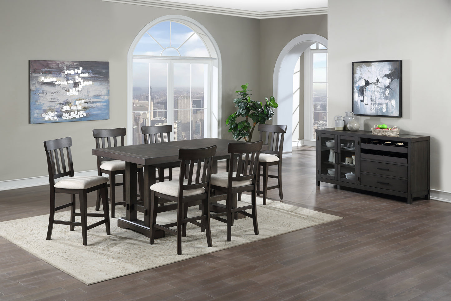 Napa - 7 Piece Counter Height Dining Set - Dark Brown