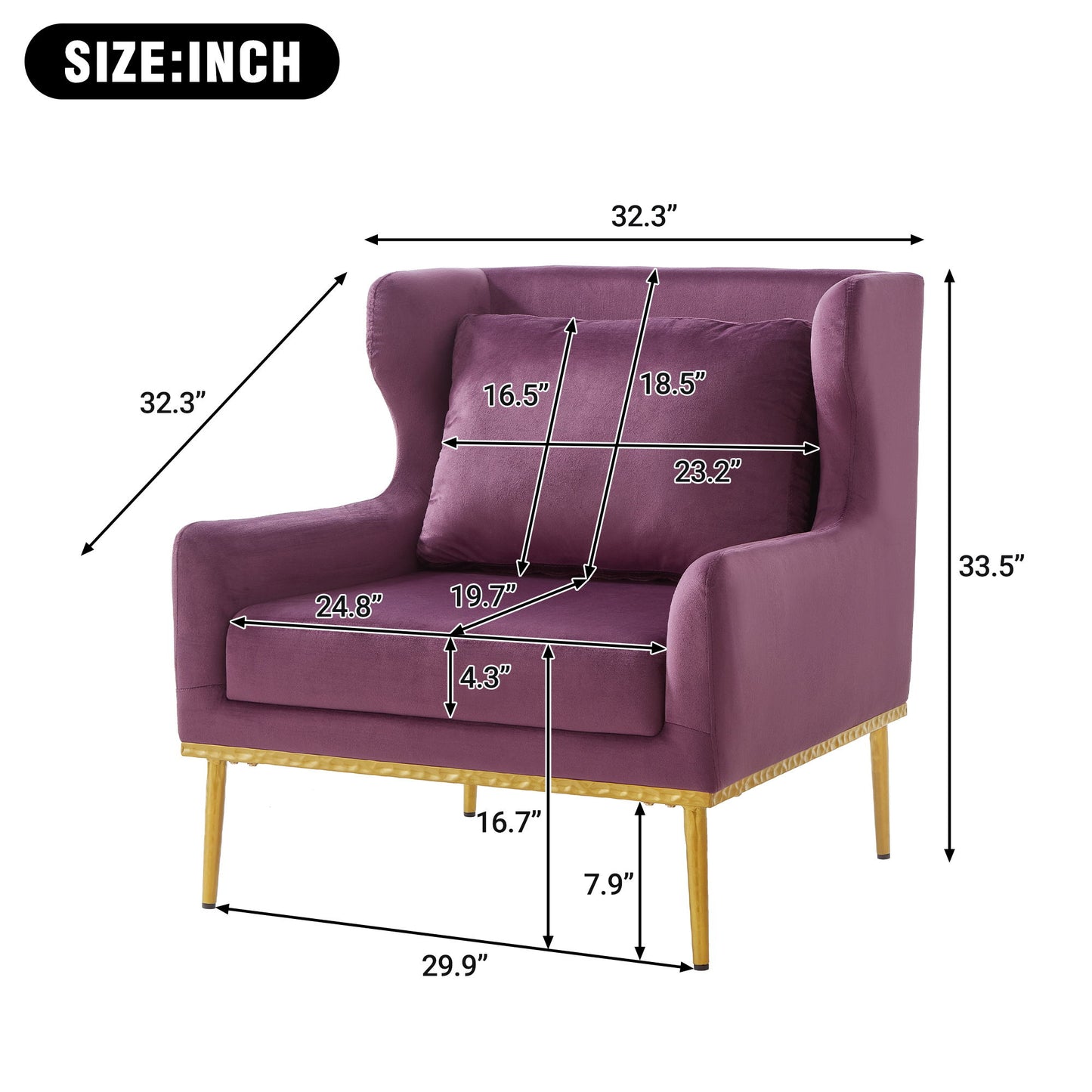 Elegant Curved Armrest Accent Armchair