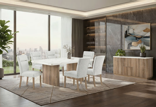 D2504 - 5 Piece Dining Room Set (Dining Table And 4 Dining Chairs) - Light Gray / White