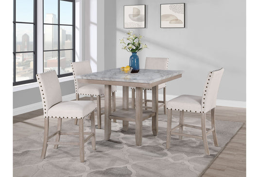 D4010 - 5 Piece Dining Room Set (D4010 Bar Table With 4 D1622 Bar Stools) - Natural / White