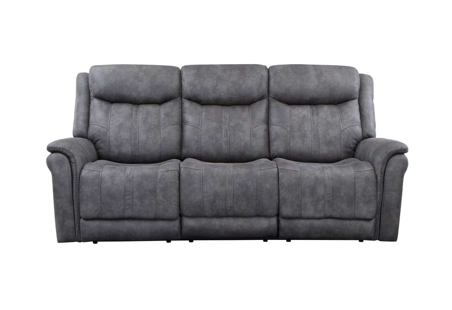 Transitional Power Reclining Sofa - Neutral Faux-Suede, Power Footrest, Power Headrest - Built to Last, USB Charging