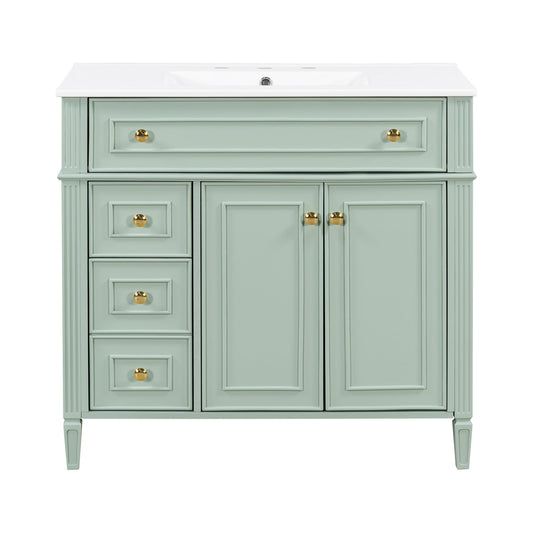 Bathroom Vanity With Sink, 3 Drawers & 2 Soft-Close Doors