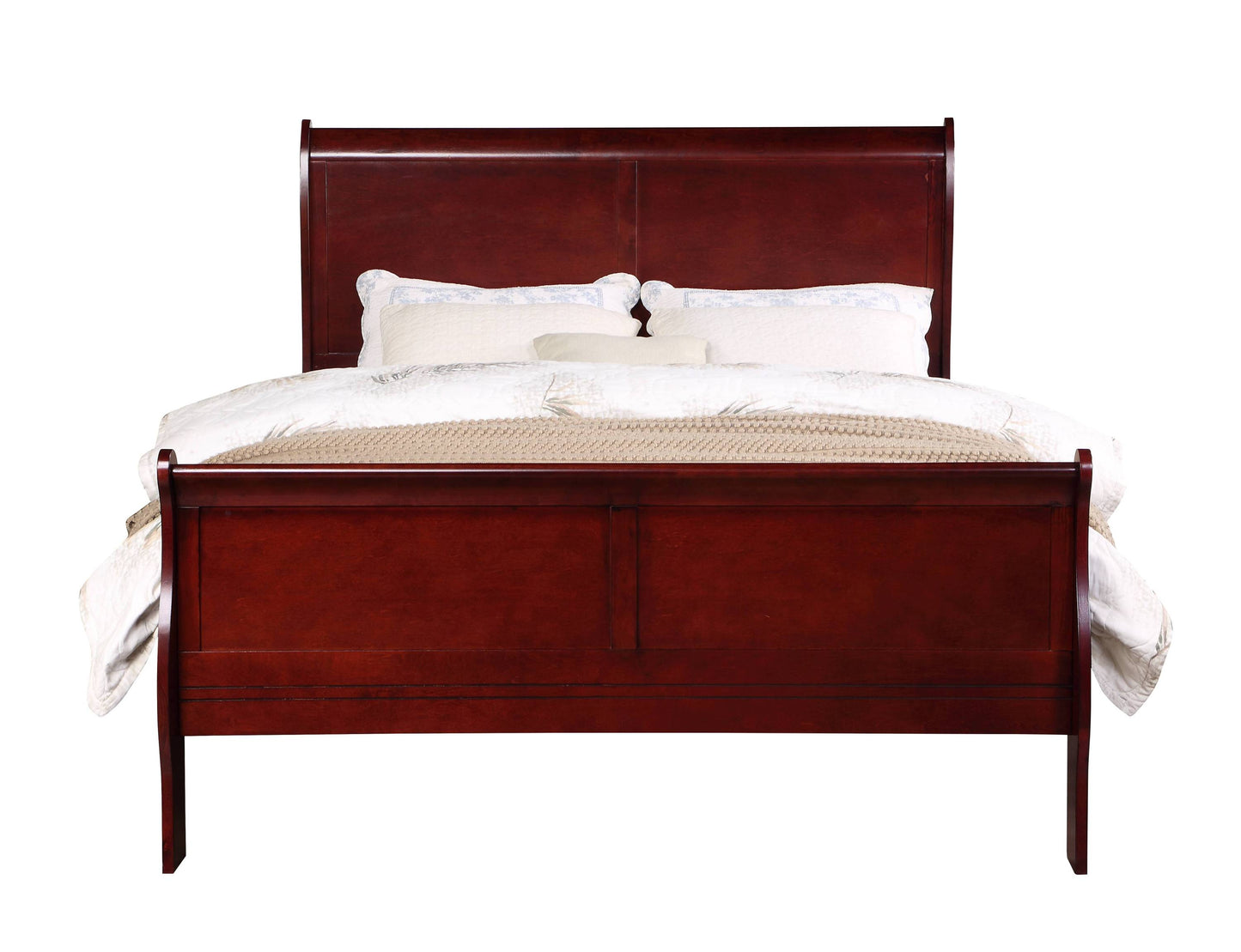 Louis Philippe Cherry Finish 2PCS Bedroom Set (Twin Bed)