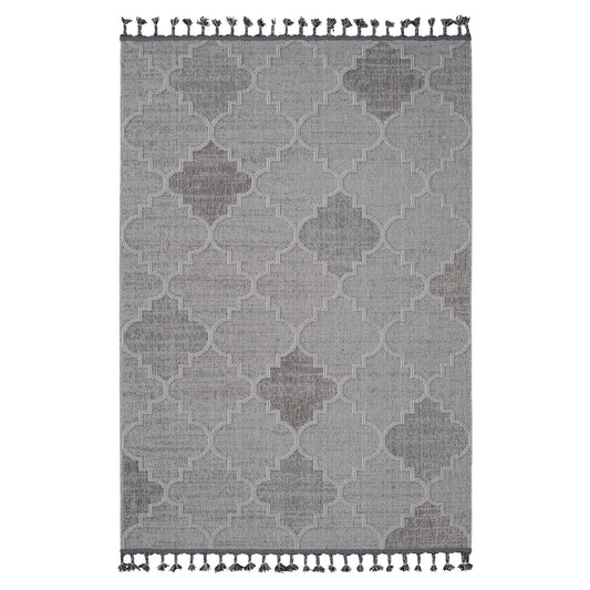 Guros - 6' X 9' Trellis Indoor / Outdoor Area Rug - White / Gray
