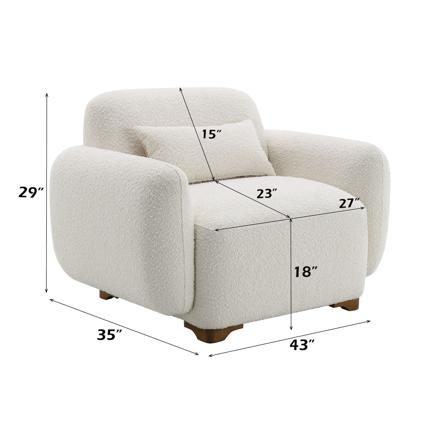 Darius - Boucle Accent Chair With 1 Toss Pillow - Beige