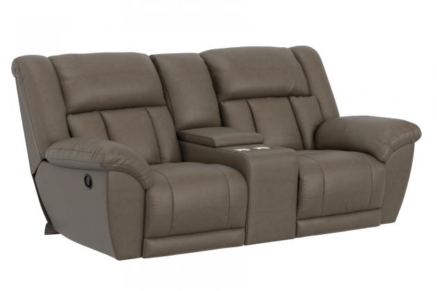 Catnapper Sentinel Lay Flat Reclining Console Loveseat w/Ext Ottoman in Taupe