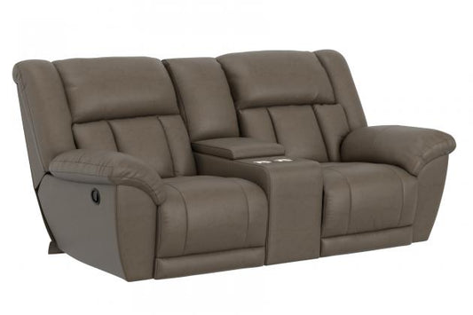 Catnapper Sentinel Lay Flat Reclining Console Loveseat w/Ext Ottoman in Taupe