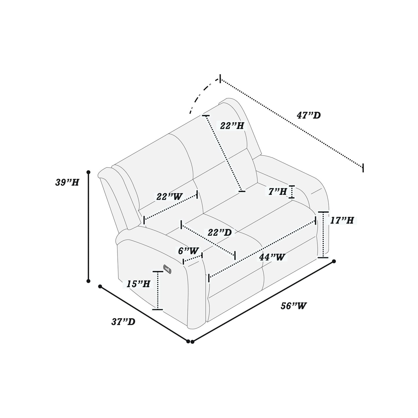 Manual Reclining Loveseat With Horizontal And Vertical Tufting