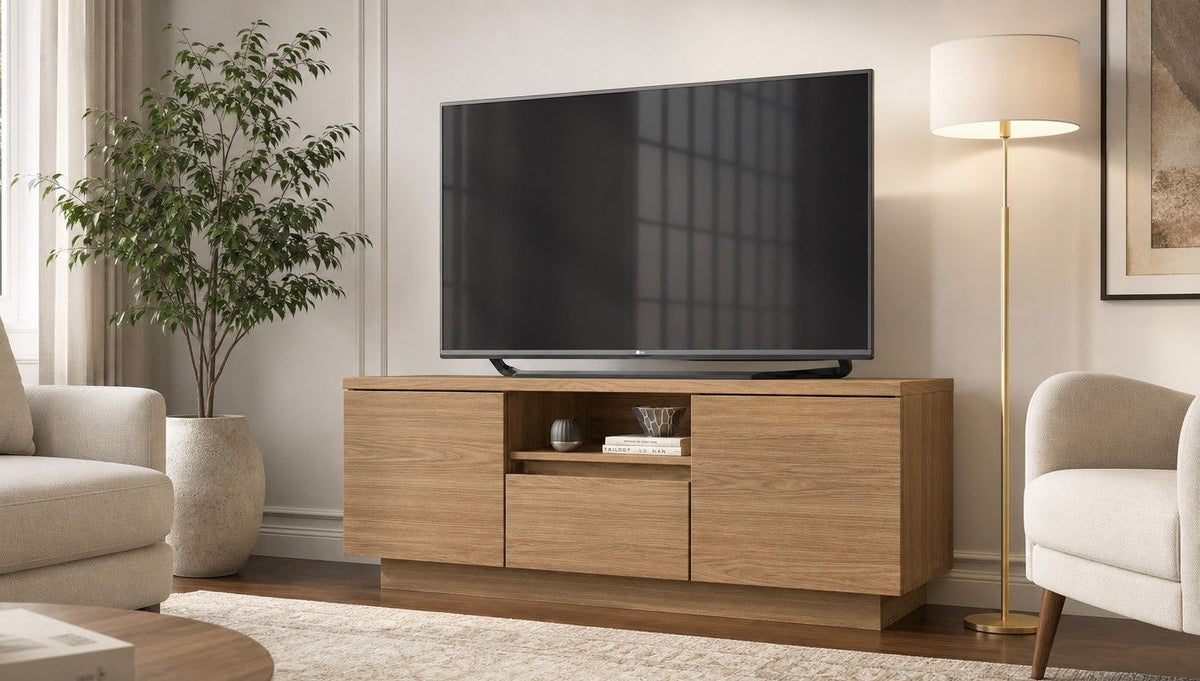 TV Stand For TVs Up To 50" With 1 Drawer And 2 Doors - Oak