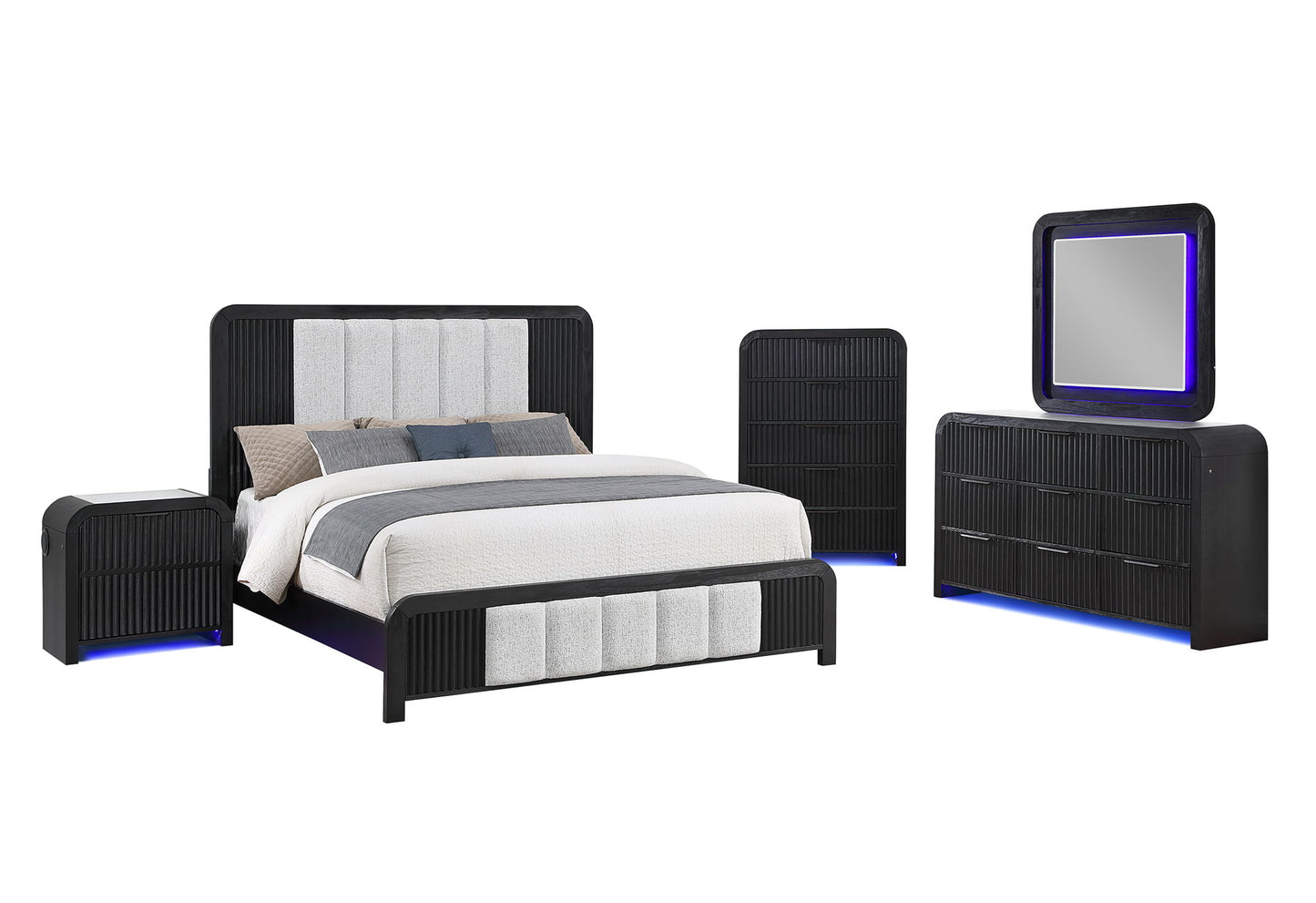 Beckett - Queen Bed / King Bed Siderails - Black / White